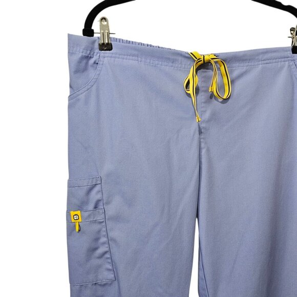 Wonderwink Origins Flare Leg Cargo Blue Scrub Pant - Picture 4 of 7